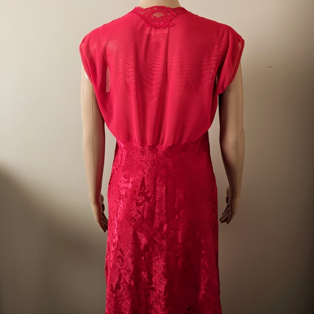 Vintage the Bay Versailles lace floral red long dress, women's large - Picture 5 of 8